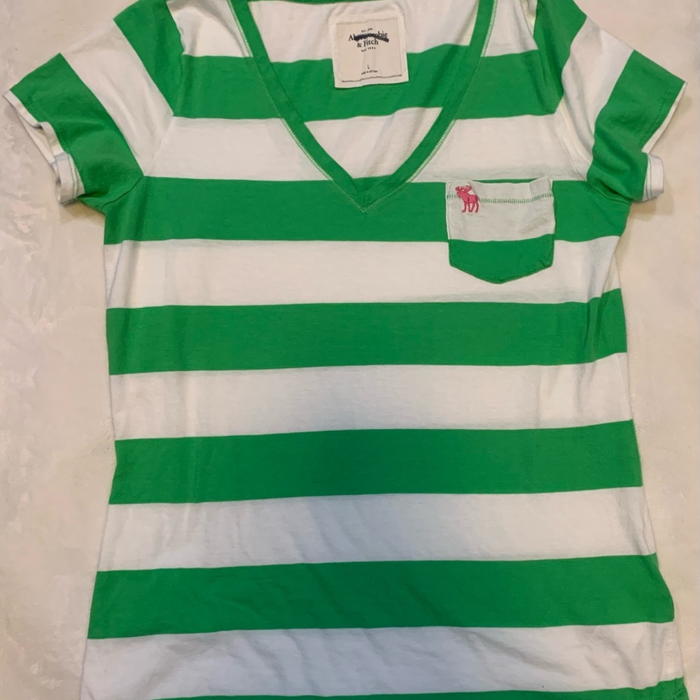 Abererombie & Fitch green striped